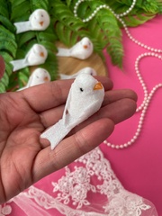 Птички декоративные, искусственные, мини, 5 см, белые с блестками, набор 6 шт.