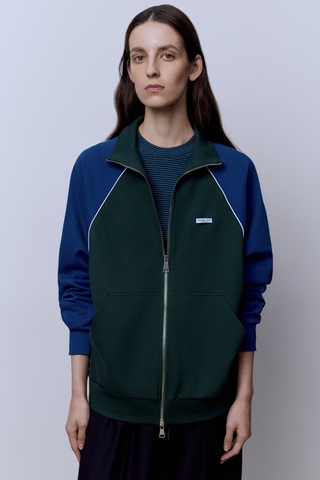 Толстовка на молнии с кантом изумрудный-синий