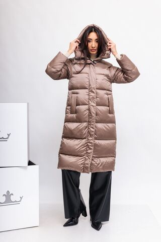 HETREGO Пуховик - миди длинный с легким сатиновым нейлоном