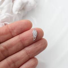 Подвеска Крыло с фианитами 13*5 мм, родий, П447