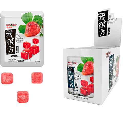 Мармелад жевательный «Клубничные кубики» 1кор*12бл*20шт, 20гр