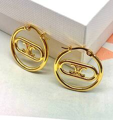 Серьги-конго CELINE в форме лого качество lux