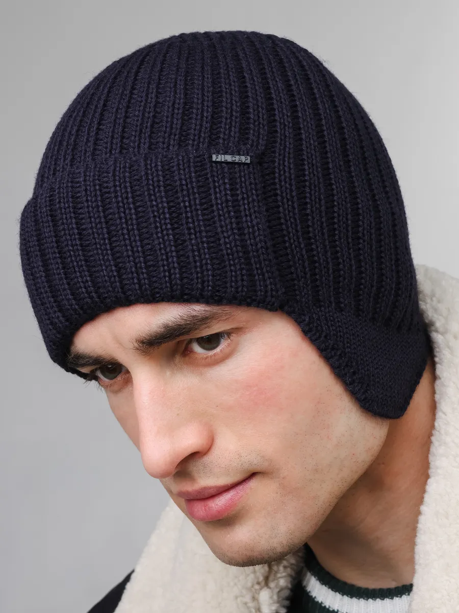 Шапка ушанка зимняя вязаная на флисе