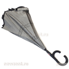 Зонт наоборот серый с черным верхом полуавтомат (откр)