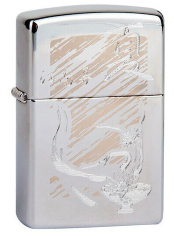 Зажигалка Zippo, латунь/сталь, серебристая, с покрытием High Polish Chrome 36х12х56 мм (250 Oriental design-2) | Wenger-Victorinox.Ru