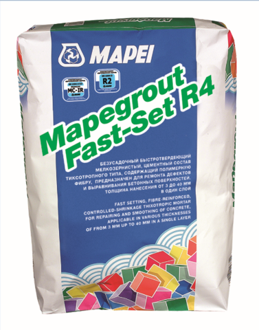 Mapei Mapegrout Fast-Set R4/Мапей Мапеграут Фаст-Сет Р4 быстротвердеющий,тиксотропный цементный состав класса R4 для конструкционного ремонта бетона