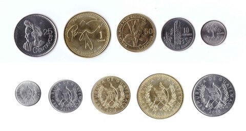 Набор из 5 монет. Гватемала. 2012-2016 год. AU-UNC