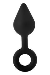 Черная анальная пробка с ручкой-кольцом XL Single Drop Plug - 14 см. - 