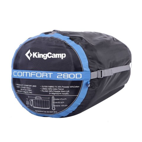 Картинка спальник Kingcamp Comfort 280D -15С синий - 7