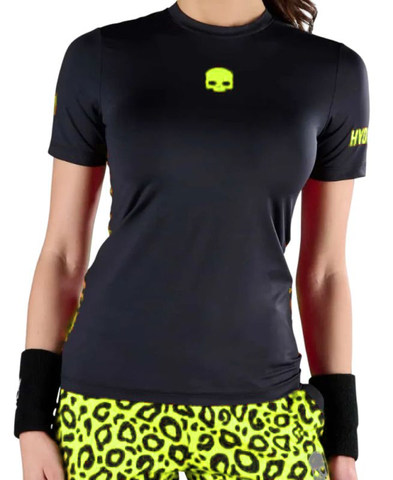 Женская теннисная футболка Hydrogen Panther Tech T-Shirt - black/yellow fluo