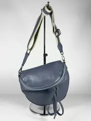 Женская кросс-боди сумка из натуральной кожи цвета джинс