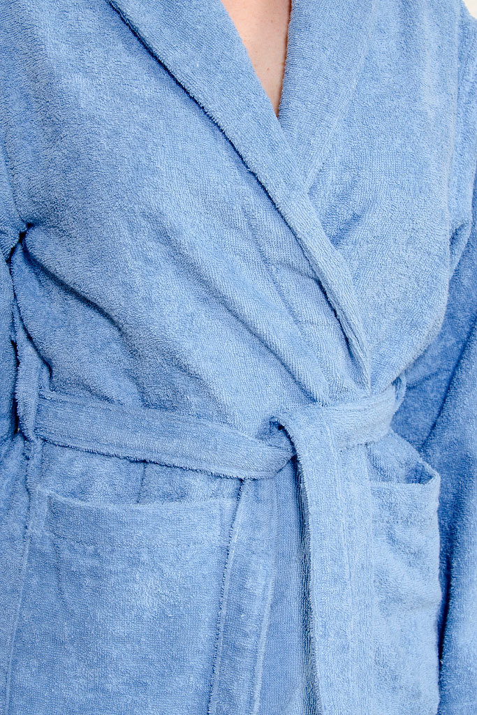 Голубой махровый халат
