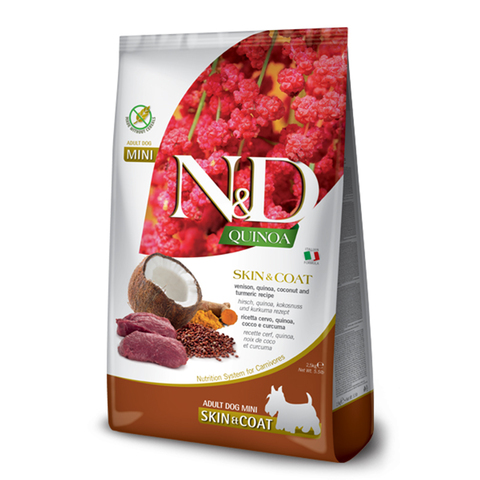 Сух.корм Farmina N&D QUINOA оленина с киноа для взр.собак мел.пород,здоровье кожи и шерсти,2,5кг