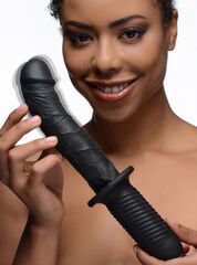 Черный вибратор The Large Realistic 10X Silicone Vibrator with Handle