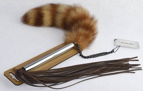 Плеть-щекоталка с натуральным пушистым хвостиком - Sitabella BDSM accessories 4214