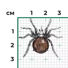 04-0220-00-202-1120-46- Брошь из белого золота  «ПАУК» с дымчатым кварцем