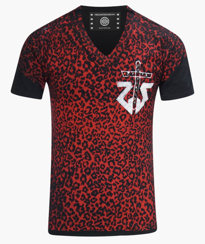 The Saints Sinphony | Футболка мужская LEOPARD PRINT LOGO TEE RED TS3137 перед