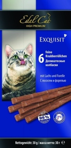 Edel Cat лакомство для кошек колбаски (лосось, форель) 6шт