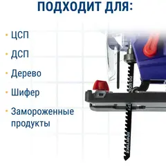 Пилки для лобзика по ЦСП и шиферу ПРАКТИКА твердосплавные тип T341HM, 132 х 110 мм, быстрый рез, 1 шт. (Арт. 244-360)