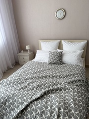 Плед-покрывало "Ласточки", хлопок, двухсторонний, серый