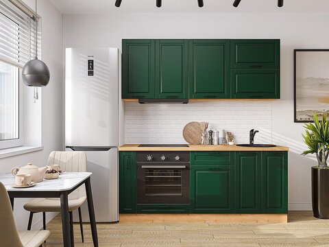 Прямая модульная кухня Дублин-01 Special Green - Дуб Вотан 2140*1900*600