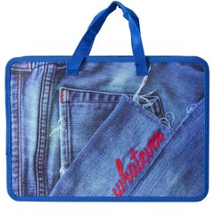 
          Папка с ручками 1 отделение, А4 245 мм*340 мм*70 мм, Alingar, пластик, ручки тесьма, дизайн с двух сторон, молния сверху, "Джинсовый стиль"