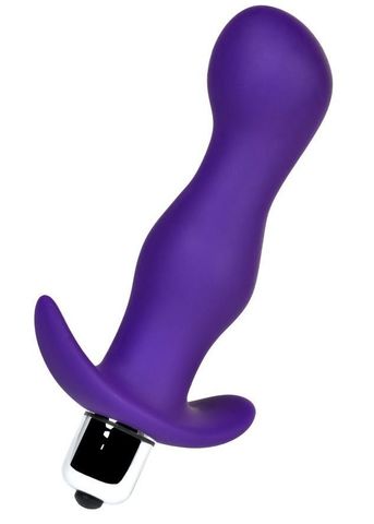 Фиолетовая изогнутая анальная вибропробка - 12,9 см. - A-toys 761314