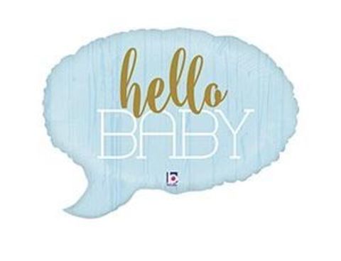 Фольгированный шар HELLO BABY Спич бабл голубая