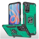 Противоударный чехол Strong Armour Case с кольцом для Xiaomi Redmi Note 11 (Темно-зеленый)