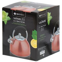 Чайник нерж, 3 л, свист, ручк с силик покр, Daniks, индукц, перламутровый, MSY-072
