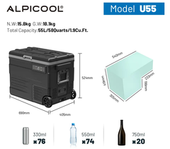 Компрессорный автохолодильник Alpicool U55 (12V/24V, 55л)