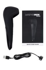 Чёрный нереалистичный мастурбатор с вибрацией Satisfyer Men Wand - 