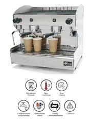 Кофемашина полуавтоматическая с 2 группами под высокие чашки ACM Rounder 2 GR Compatta INOX (ACMRD002CSIX+high cup)