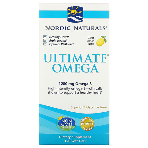 Nordic Naturals, Ultimate Omega, со вкусом лимона, 1280 мг, 120 капсул