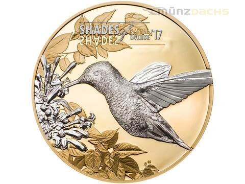 Острова Кука 2017, 5 долларов, серебро с позолотой. Оттенки природы, колибри