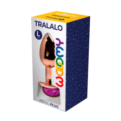 Анальная пробка золотистого цвета с розовым кристаллом Tralalo от WOOOMY  (S: 7*2,8 см.)
