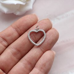 Подвеска Сердце с фианитами 18 мм, родий, П922