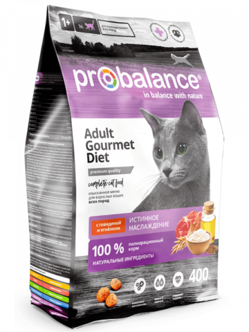 PROBalance Gourmet Diet  д/кошек с говядиной и ягненком пакет, сухой (400 г)