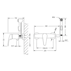Смеситель настенный LEMARK Linara с гигиеническим душем, латунь/хром LM0418C