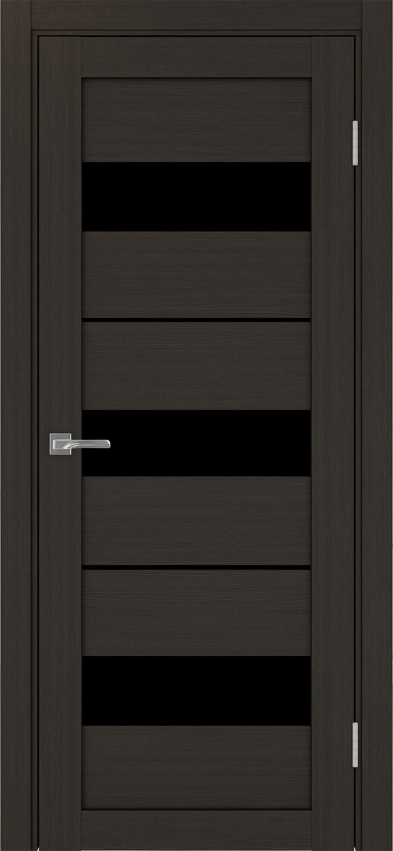 Дверь межкомнатная Оптима Порте Турин 526.122, цвет венге, экошпон, стекло лакобель черное