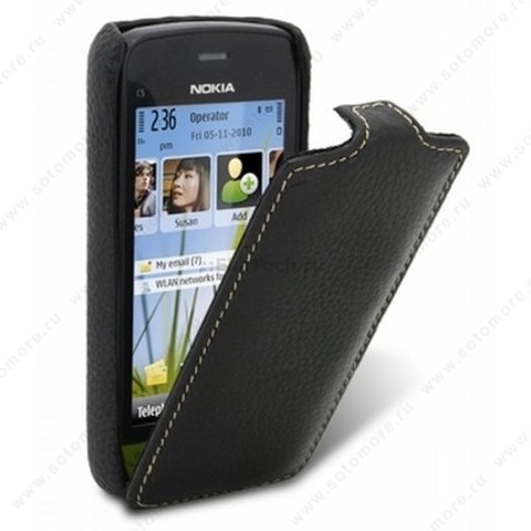 Чехол-флип Melkco для Nokia C5-03 Leather Case Jacka Type (Black LC)