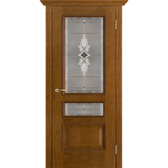 Купить Межкомнатная дверь шпонированная Porte Vista Вена античный дуб тон 14 стекло Витраж