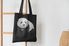 Сумка-шоппер с принтом Панда, Медвежонок (Panda) черная 0011