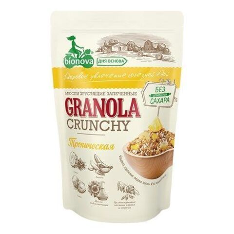 Мюсли хрустящие запеченные т.з. БИОНОВА Тропические 400гр