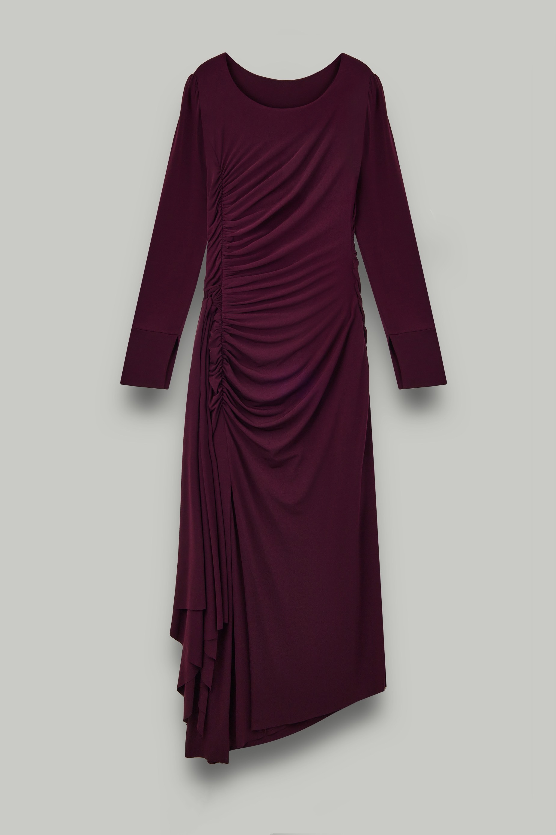 Платье с разрезом из трикотажа с драпировками, инжир