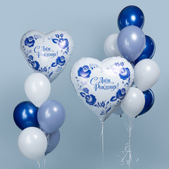 Аг 30''/76 см, Сердце, Фарфоровый букет, 1 шт. (В упаковке)