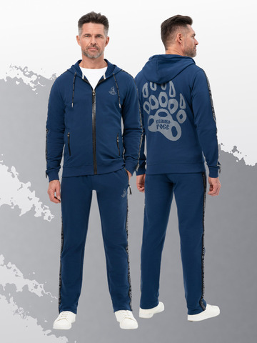 Толстовка на молнии «Мастер - Медвежий След» цвета синего денима