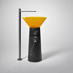 Antonio Lupi Albume ALBUME11 Ambra/cr Раковина накладная, круглая Ø48см, без отв. под смес, без перелива, с д/клапаном (хром), мат-л: Cristalmood, цвет: Ambra фото