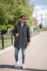 Ветровка-плащ мужская "HN-13" темно-серый