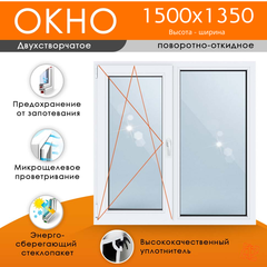 Пластиковое окно 1500 х 1350 ТермА Эко